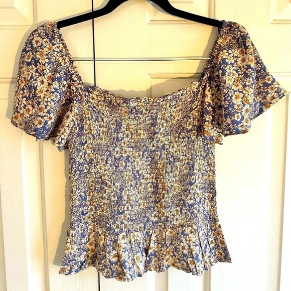 Patrons of Peace smocked bodice cropped sunflower top. Size XS - Picture 1 of 8